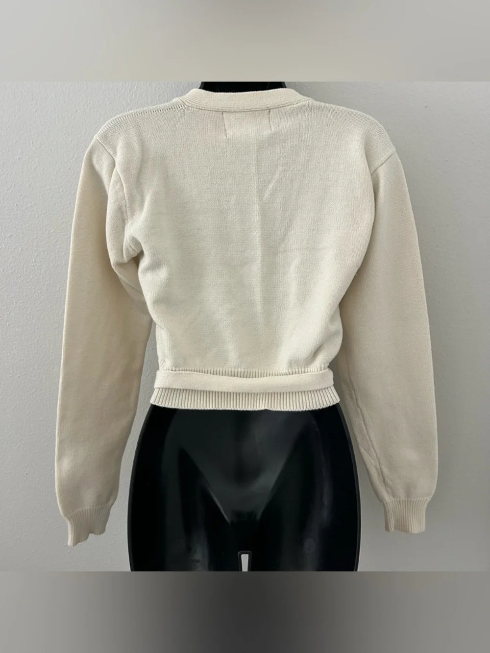 Vintage Ralph Lauren 100% Cotton Wrap Sweater Womens L Ballet Classic Prep Cream - Picture 4 of 8